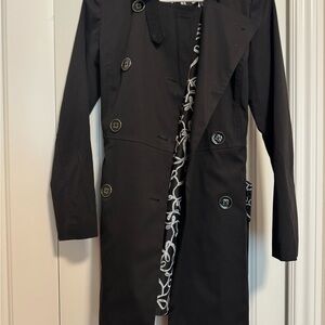 Banana Republic Black Coat with White Patterned Lining